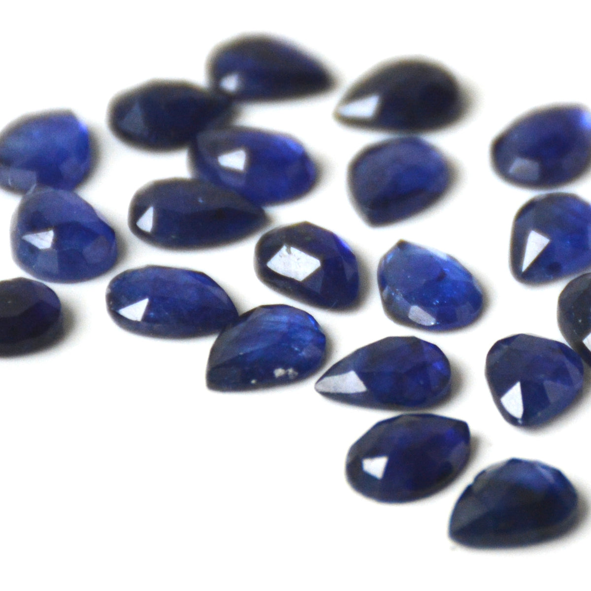 Blauwe saffier | Druppel rose cut | 8x6 mm