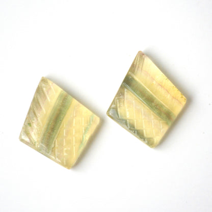 Fluoriet | Cabochon paar gecarved ruit | 30x21 mm