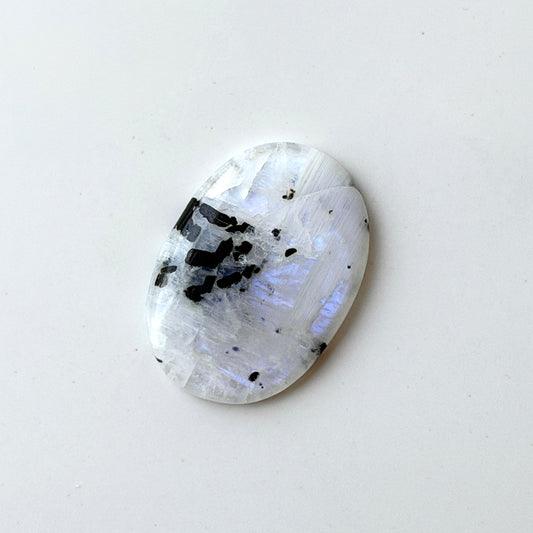 Regenboog maansteen met zwarte toermalijn | Cabochon ovaal | 30x21 mm