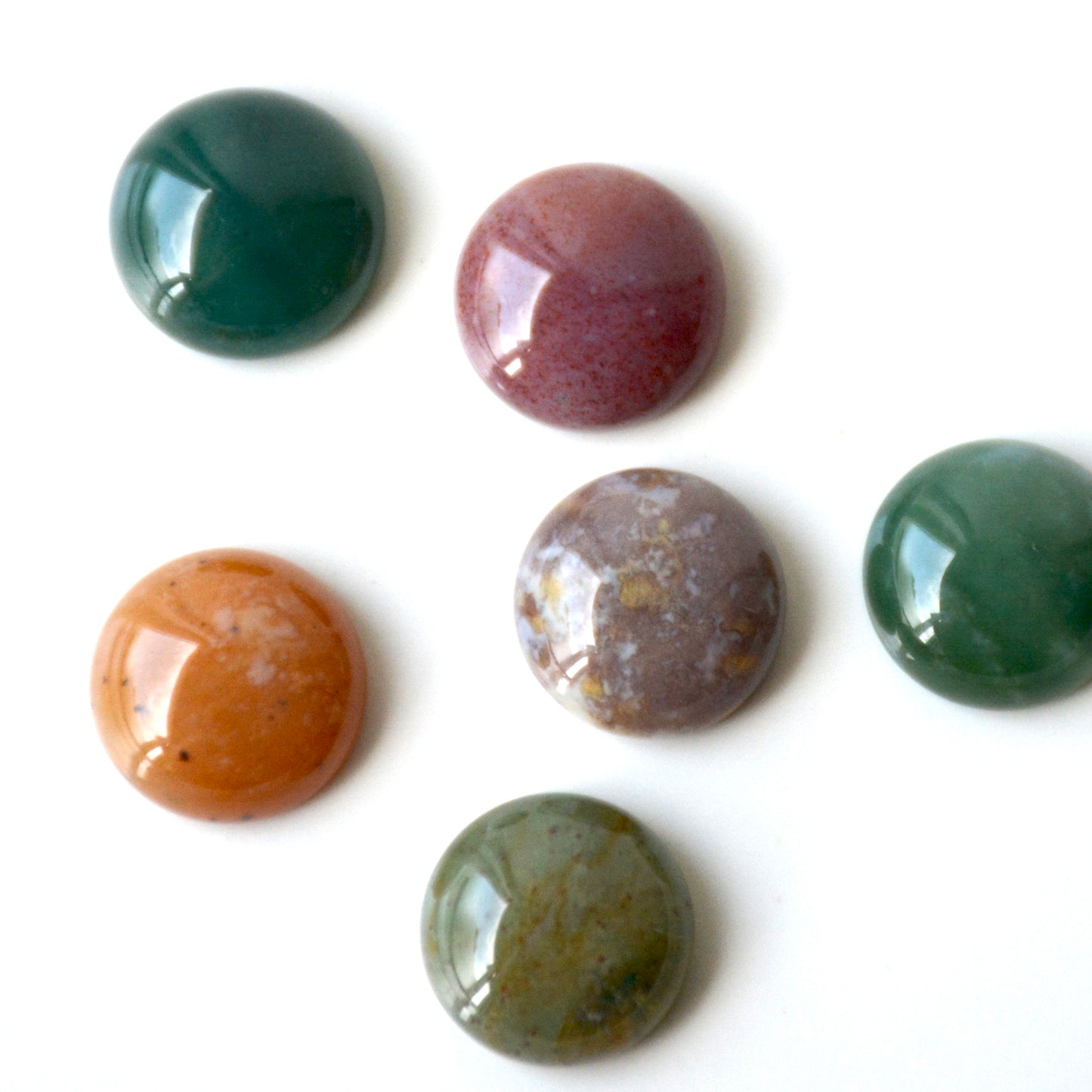 India agaat groen | Cabochon rond | 12 mm