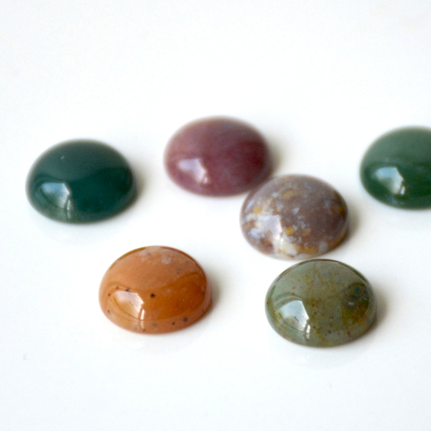 India agaat groen | Cabochon rond | 12 mm