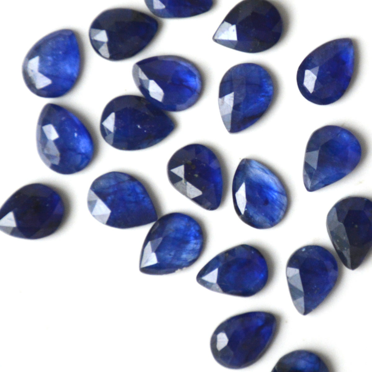 Blauwe saffier | Druppel rose cut | 8x6 mm