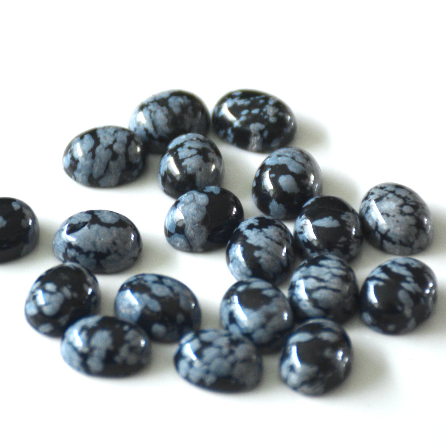 Sneeuwvlok obsidiaan | Cabochon ovaal | 10x8 mm