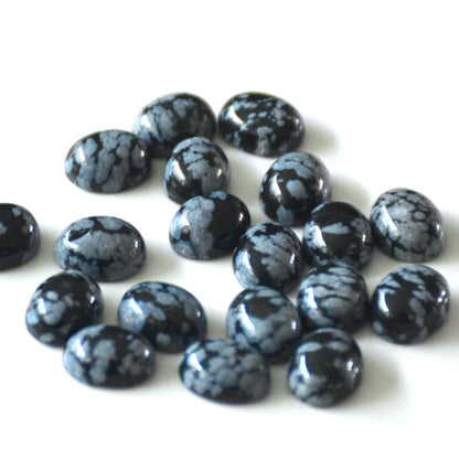 Sneeuwvlok obsidiaan | Cabochon ovaal | 10x8 mm