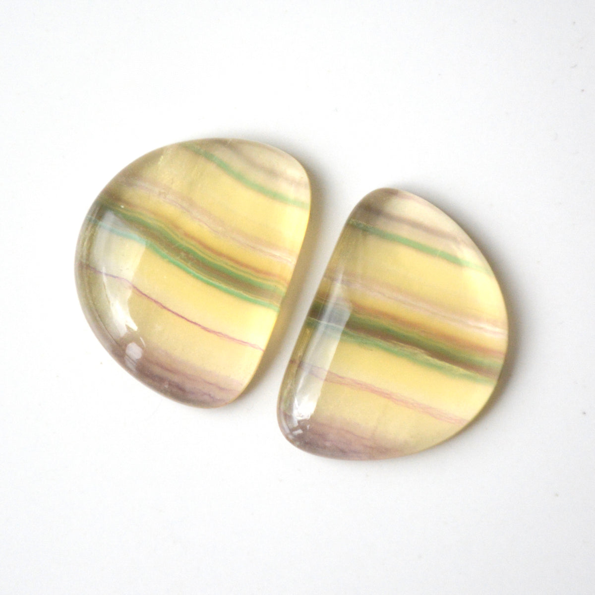 Fluoriet | Cabochon paar freeform | 29x26 mm