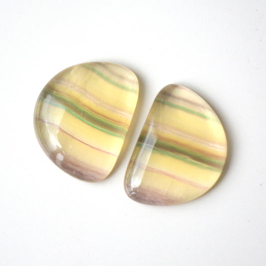 Fluoriet | Cabochon paar freeform | 29x26 mm