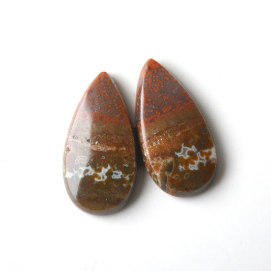 Oceaan Jaspis | Cabochon paar (druppel) | 27x15 mm