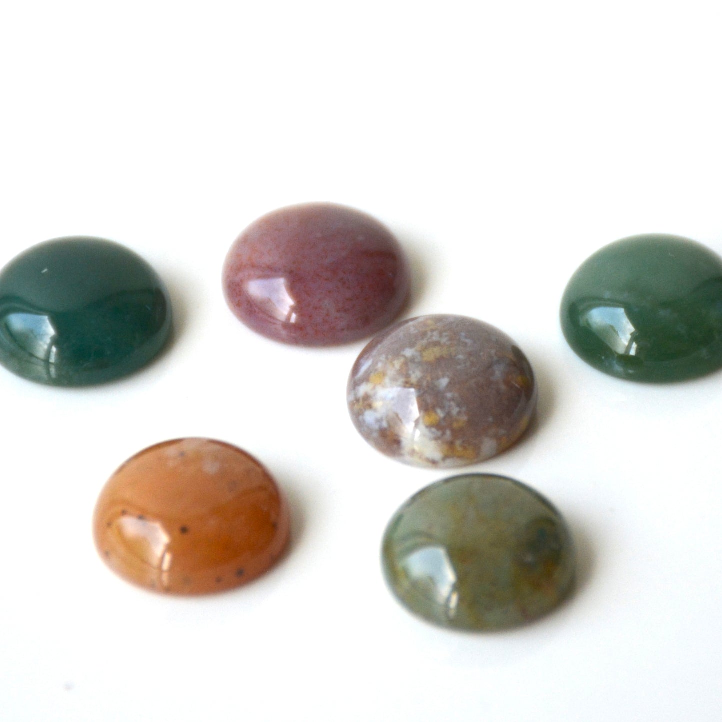 India agaat groen | Cabochon rond | 12 mm